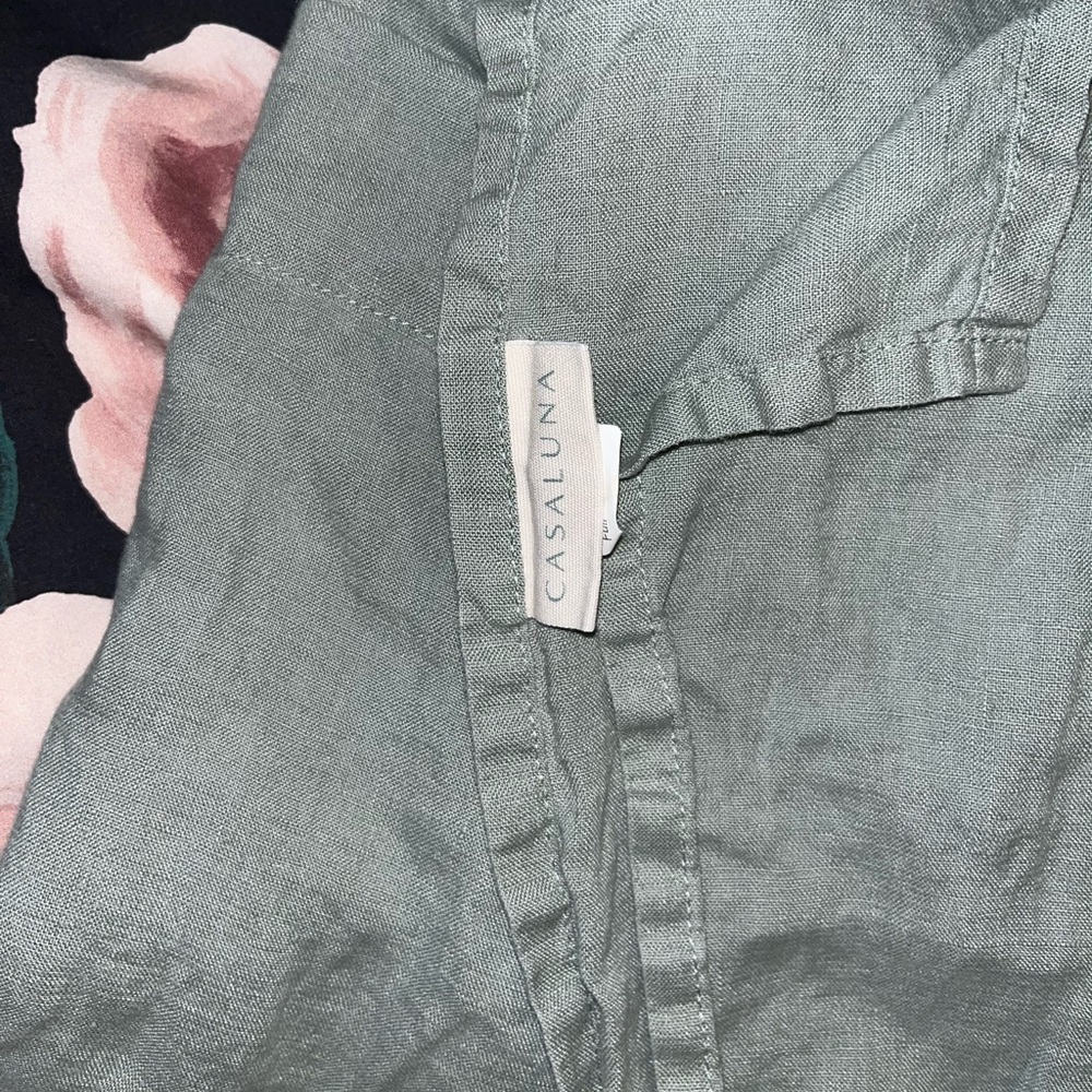 Casaluna ~ Green 100% Linen Sheet Set~Full - Picture 4 of 11